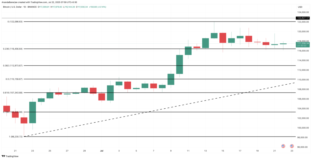 نمودار قیمت بیت کوین - منبع: TradingView